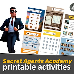 Printable Spy Game Kit, Detective Puzzles, Activities for Kids, Spy Birthday Party, Secret Agents Game, Instand Download