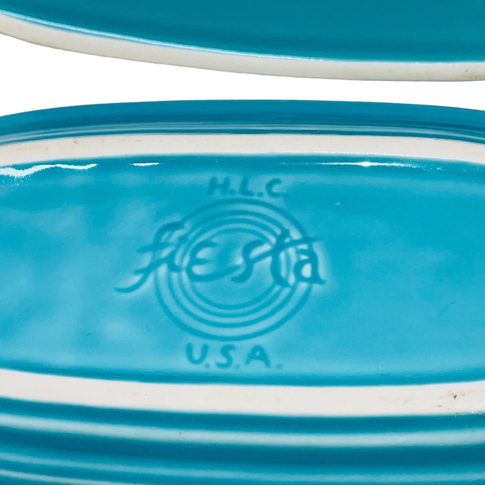 Vintage Homer Laughlin Fiesta Turquoise Covered Butter Dish Fiestaware