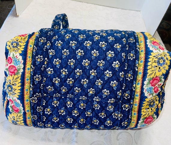 Vera Bradley Handbag Duffle Style Mason Blue Vint… - image 3