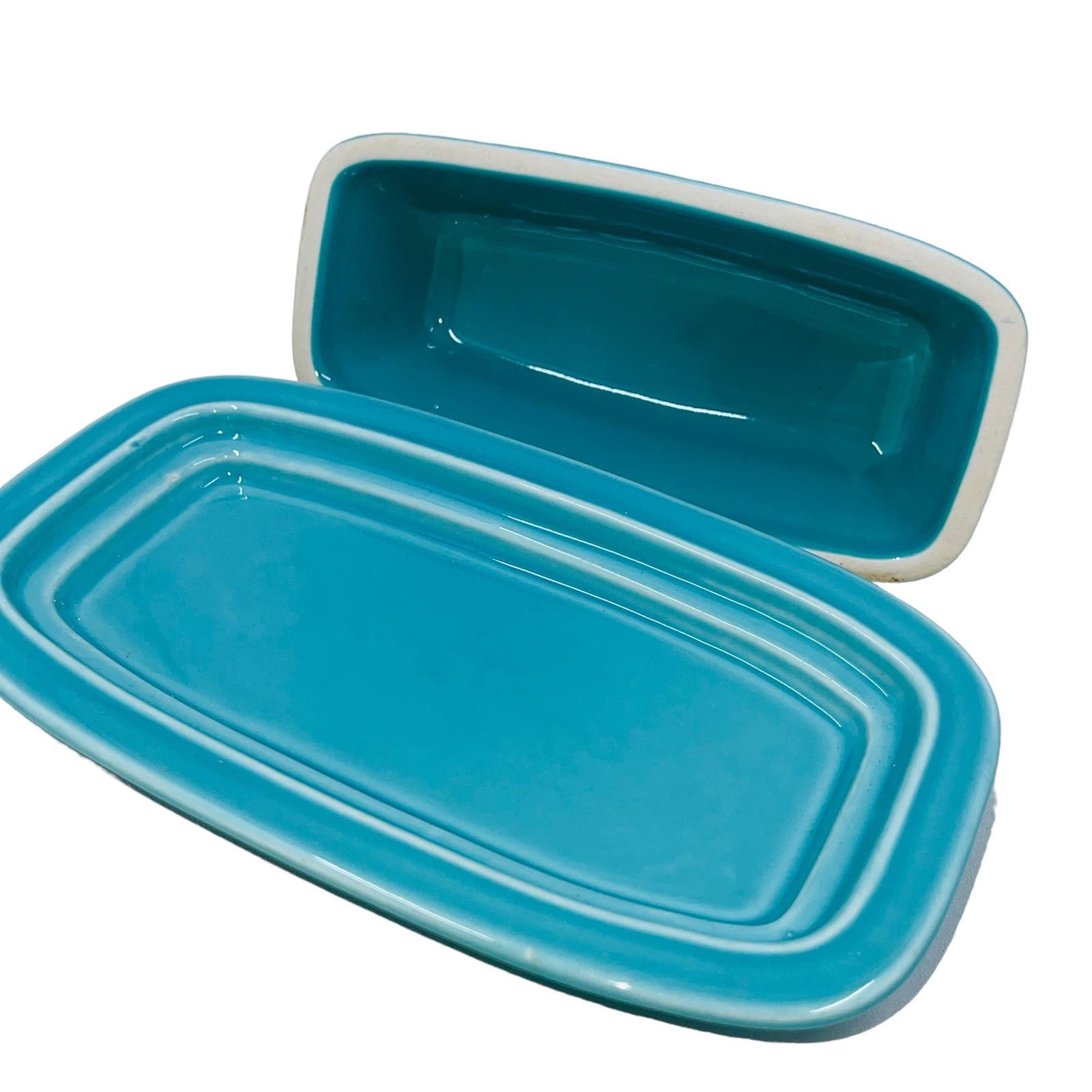 Vintage Homer Laughlin Fiesta Turquoise Covered Butter Dish Fiestaware
