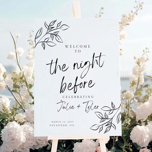 Wedding Rehearsal Dinner Welcome Sign, Night Before Wedding Welcome Sign Template Rehearsal Dinner Welcome Sign Printable Minimalist Elegant