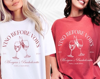 Wine Bachelorette Shirts Vino Before Vows Bachelorette Party Shirt Custom Winery Bachelorette Vineyard Bachlorette Shirts Luxury Bach Merch