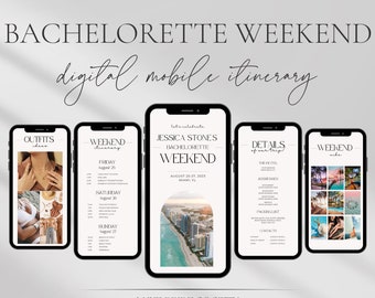Digital Bachelorette Itinerary Template, Bachelorette Weekend Planner Template, Bachelorette Party Itinerary, Editable Invite Canva Template