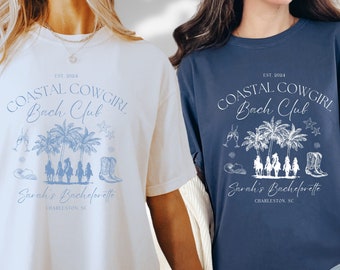 Küsten-Cowgirl-Bachelorette-Shirt, individuelle Strand-Bach-Shirts, Western-Bachelorette-Merch-Toast-On-The-Coast-Shirt, Cowgirl-Bachelorette-Geschenk