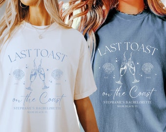 Beach Bachelorette Party Shirts, Last Toast on the Coast, Custom Bachelorette Shirts, Personalized Luxury Bachelorette, Social Club Bach