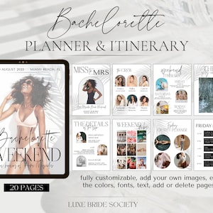 Planificateur de week-end de Bachelorette, modèle d&#39;itinéraire de Bachelorette, invitation de fête de Bachelorette, modèle de canva d&#39;itinéraire de Bachelorette modifiable