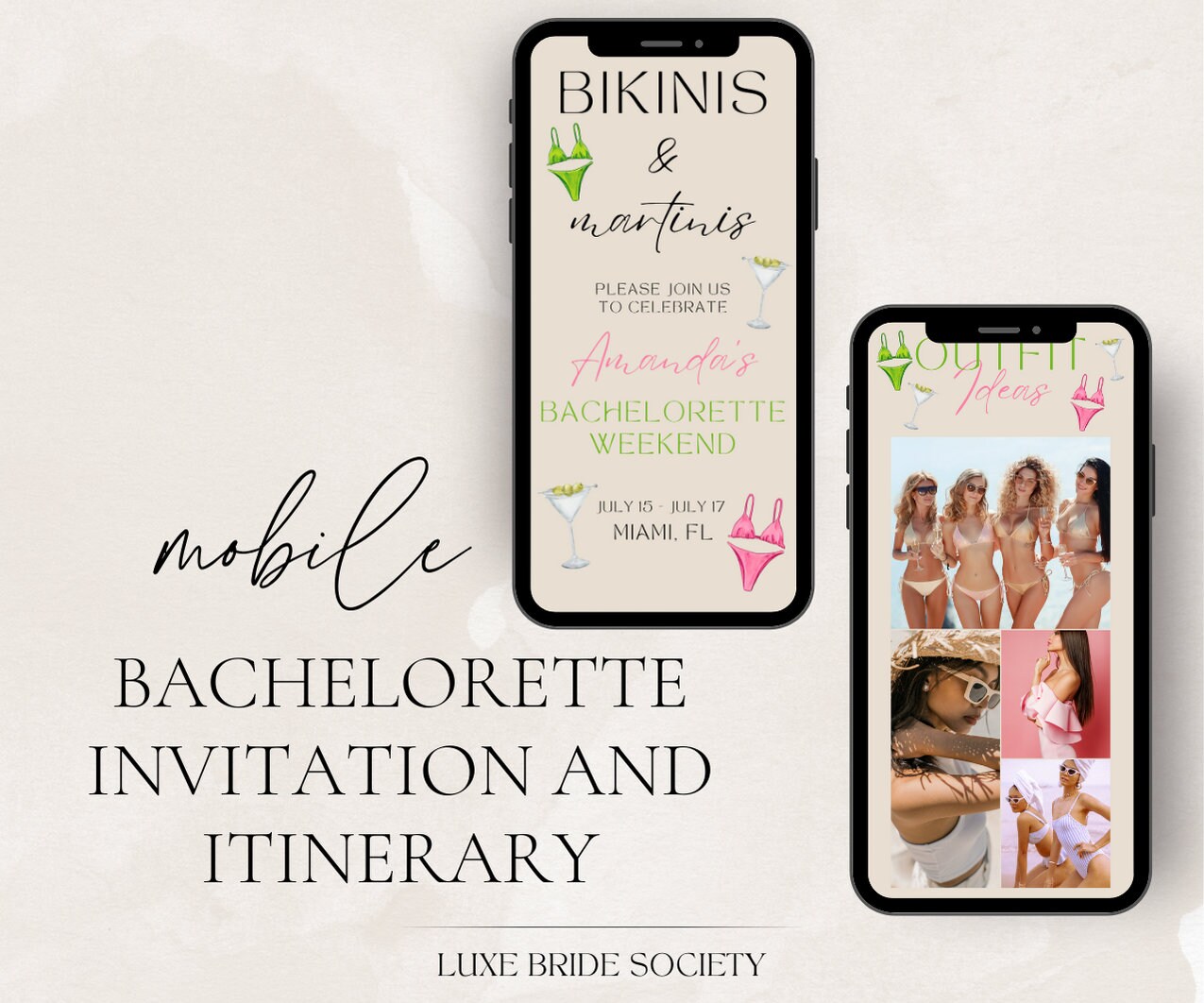 Digital Bachelorette Itinerary Template Bikinis and Martinis Digital Bachelorette Itinerary Template Bikinis and Martinis