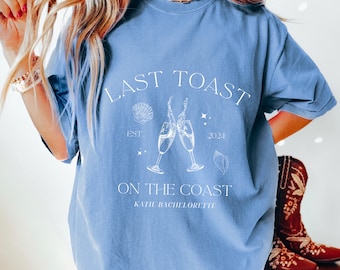 Aangepaste strand Bachelorette Shirts bruiden laatste toast aan de kust Shirts tropische Bach Merch Logo stijlvolle Bachelorette geschenken kust Bach Shirt