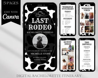 Digital Bachelorette Itinerary Template, Bachelorette Weekend Planner Template, Bachelorette Party Itinerary, Editable Invite Canva Template