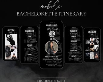 Digital Bachelorette Itinerary Template, Bride or Die Bachelorette Weekend Invite, Bachelorette Party Itinerary, Hen Do Party Canva Template