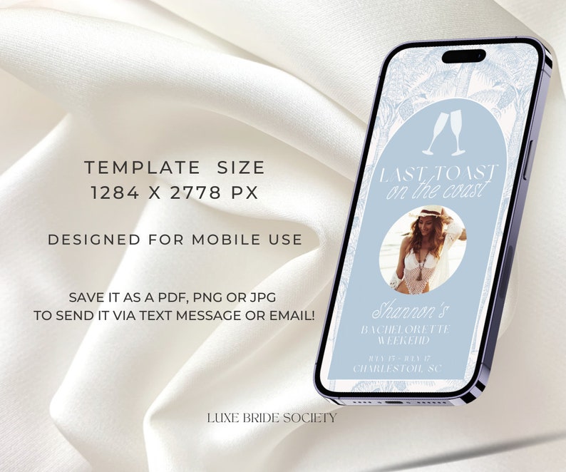 Digital Bachelorette Itinerary Template, Coastal Bachelorette Weekend Planner, Bachelorette Party Itinerary, Editable Invite Canva Template image 6