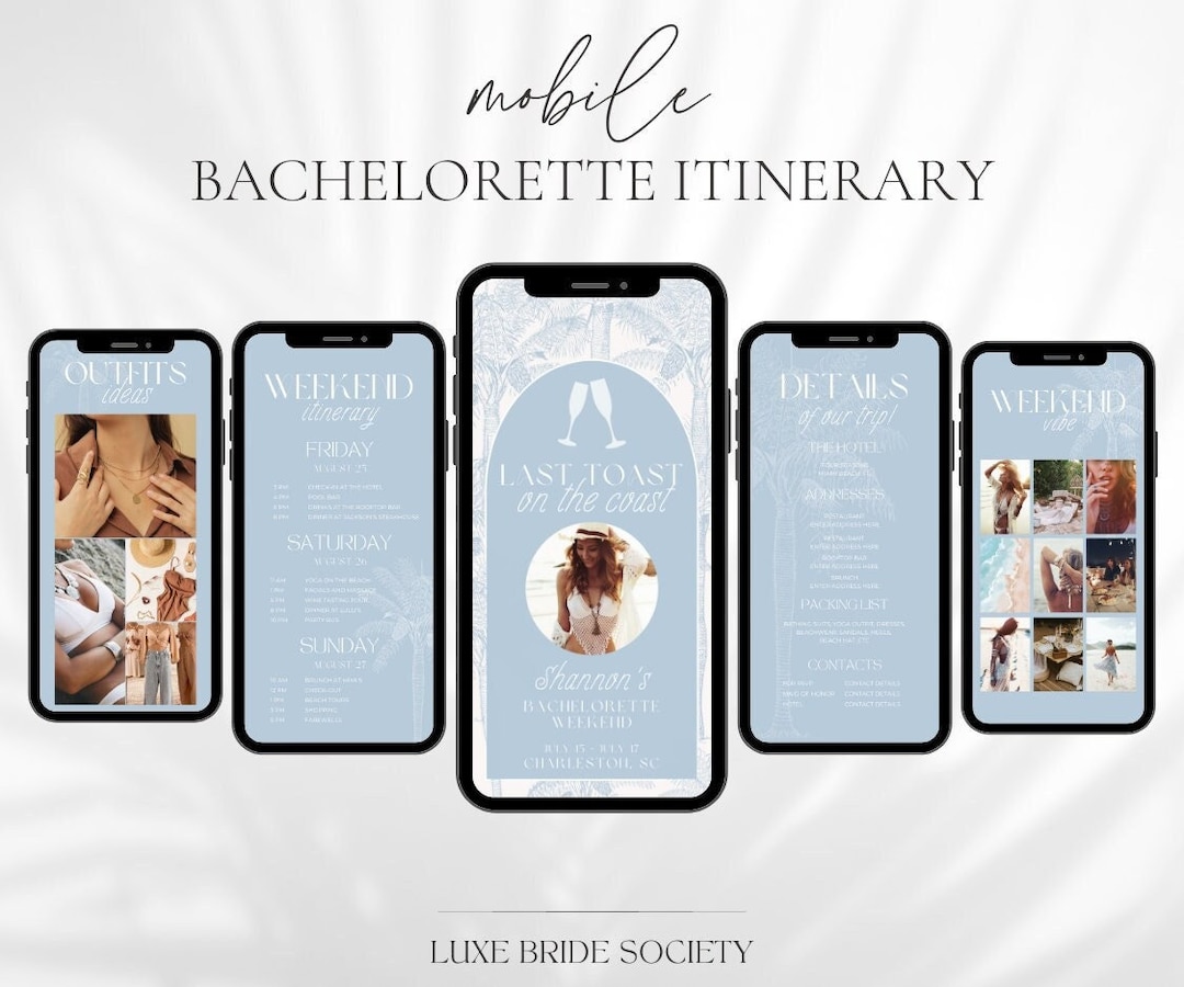 Digital Bachelorette Itinerary Template, Coastal Bachelorette Weekend ...