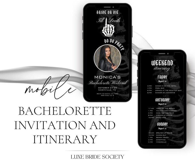 Digital Bachelorette Itinerary Template, Bride or Die Bachelorette Weekend Invite, Bachelorette