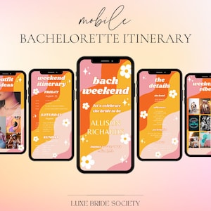 Digital Bachelorette Itinerary Template, Bachelorette Weekend Planner Template, Bachelorette Party Itinerary, Editable Invite Canva Template