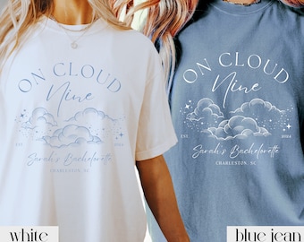 Op Cloud Nine Bachelorette Shirts, op Cloud 9 Bachelorette, Gepersonaliseerde Bachelorette Merch, Bachelorette Party Shirts Aangepaste Locatie Shirt