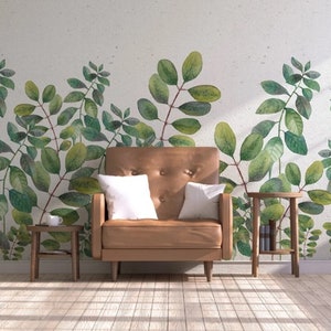 Self Adhesive Green Leaves Garden Plants Background Non-Pasted Removable Wallpaper