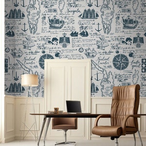 Self Adhesive Sailor Travel Map Ship Pattern Non-Pasted Removable Wallpaper