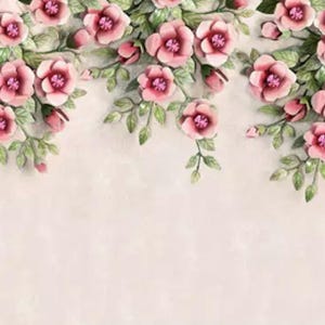 Self Adhesive Pink Flowers Vine Blossom Classical Floral Non-Pasted Removable Wallpaper