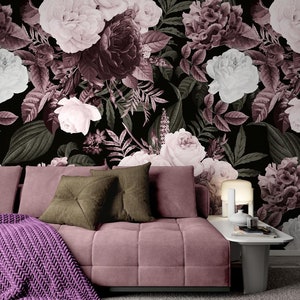 Self Adhesive Pink White Red Roses On The Dark Background Flowers Modern Floral Non-Pasted Removable Wallpaper
