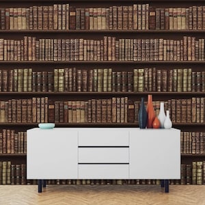 Self Adhesive Vintage Library Background Non-Pasted Removable Wallpaper