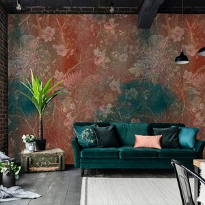 Self Adhesive Chinoiserie Retro Chrysanthemum and Sakura Blossom Peacock Non-Pasted Removable Wallpaper