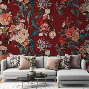 Self Adhesive Floral Garden Flowers Vintage Floral Bouquet Non-Pasted Removable Wallpaper