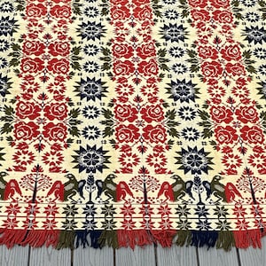 Antique Red/Blue/Green Jacquard Coverlet