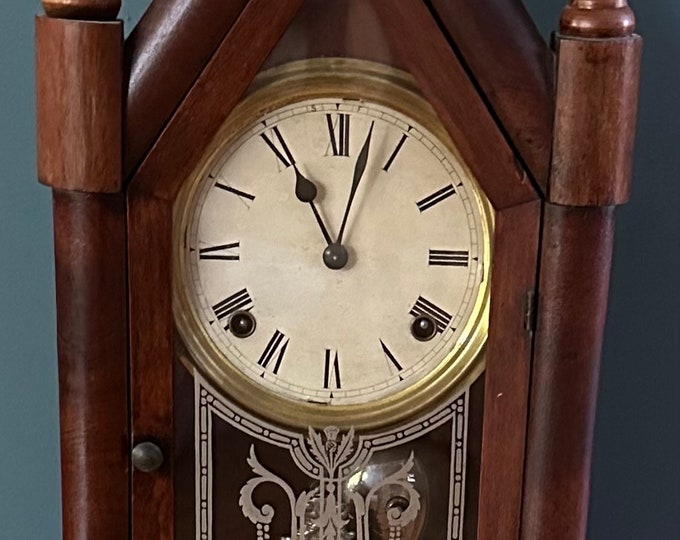 Antique Wooden Steeple Mantel Clock 1800s Etsy