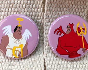 Shoulder Angel and Devil - Set of Two 1.25” Pinback Buttons