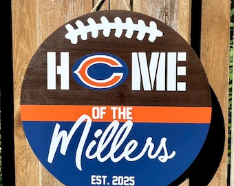 Corona personalizzata con nome di famiglia, scritta "Chicago Bears" o decorazione da parete