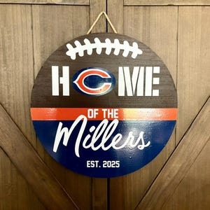 CUSTOMIZED Familie Name Football Kranz / Chicago Bears Schild / Wanddekoration