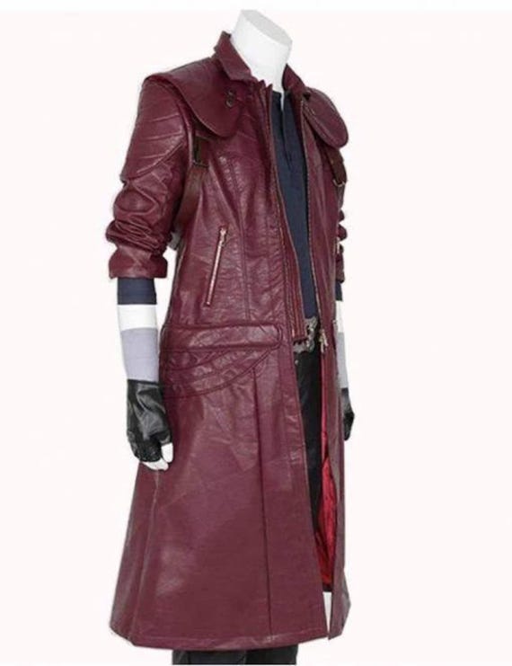 Devil May Cry Dante Red Leather Trench Coat, Gaming Cosplay Jacket