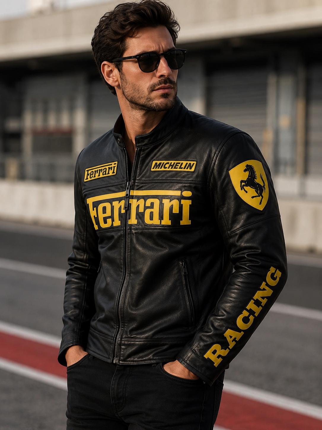 Yellow ferrari racing leather jacket - Etsy 日本