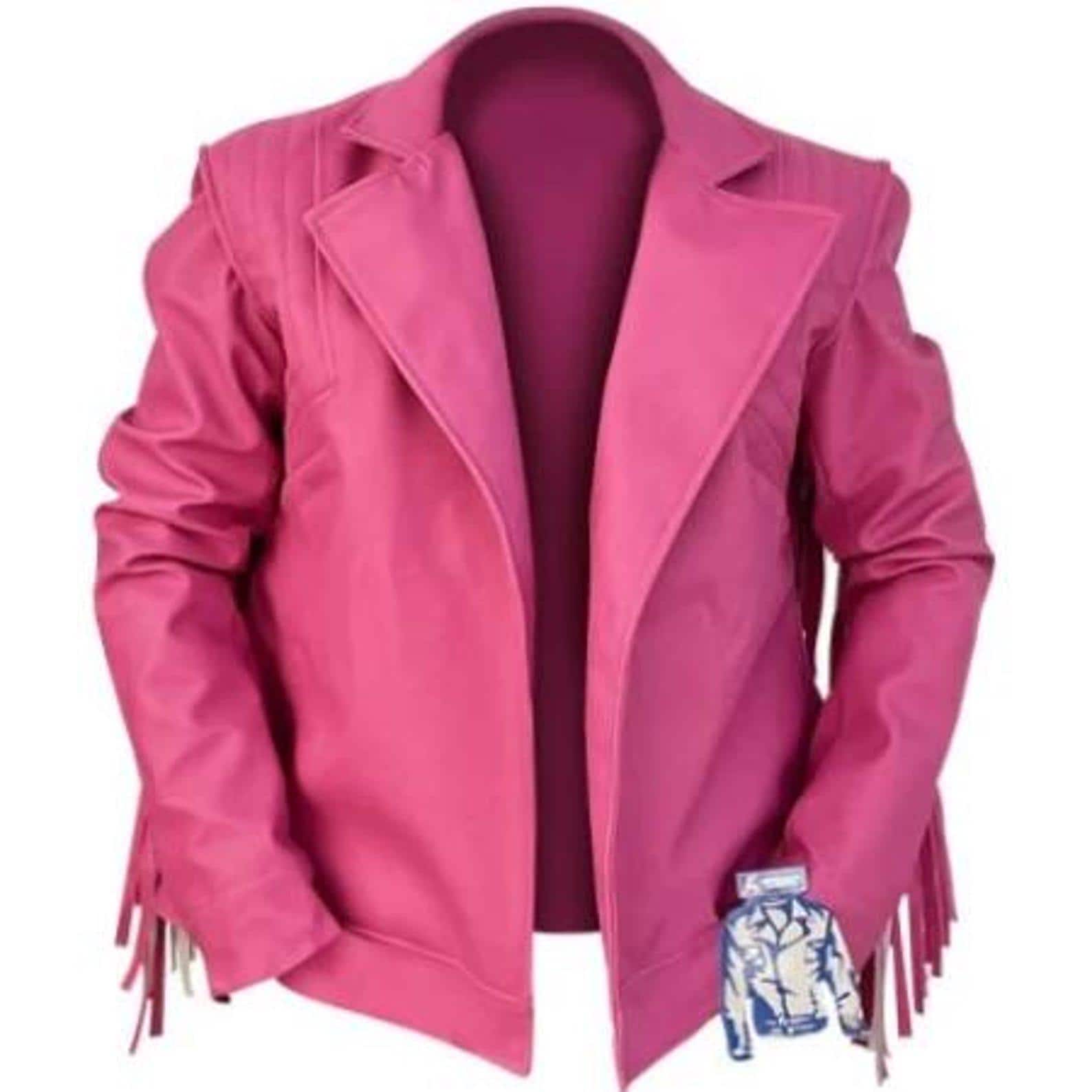 Jason Momoa Minecraft Movie Inspired Pink Fringe Leather Biker