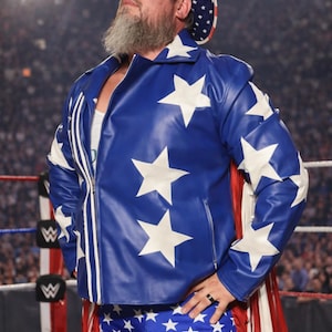 Inspiriert von Randy Savage 'Macho Man' WWE USA Faux Leather Frill Jacket Kostüm