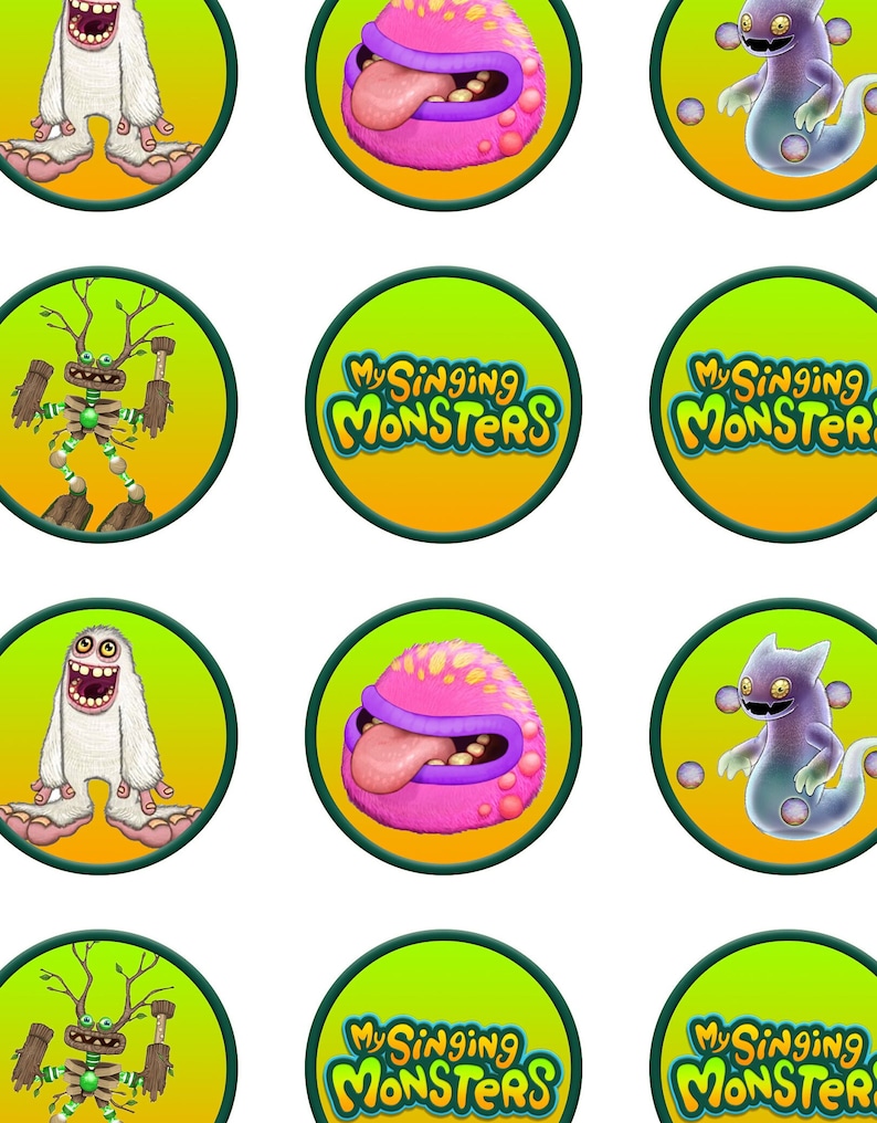My Singing Monsters Cupcake Toppers Ready to Print and Cut HD