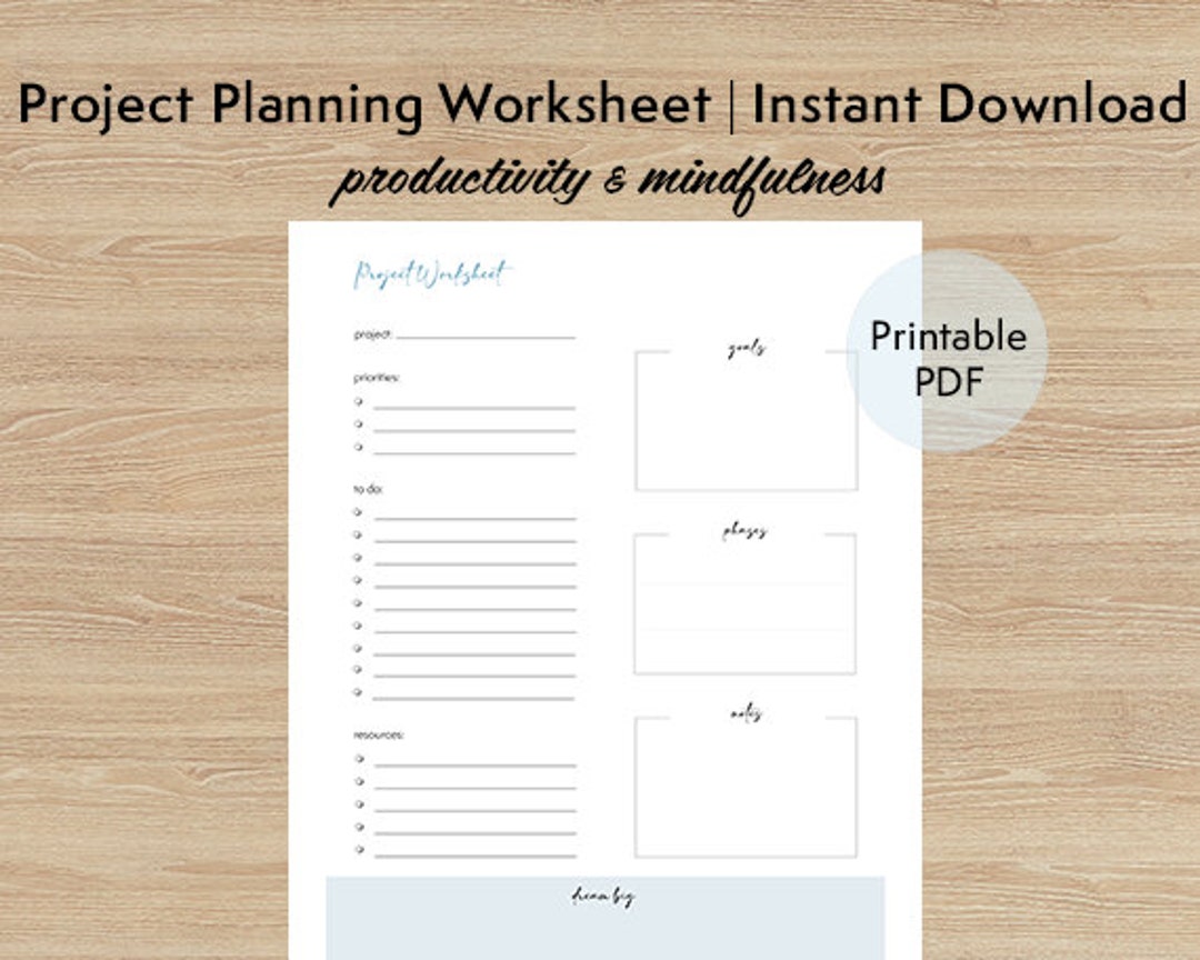 Project Planning Worksheet Instant Download Etsy