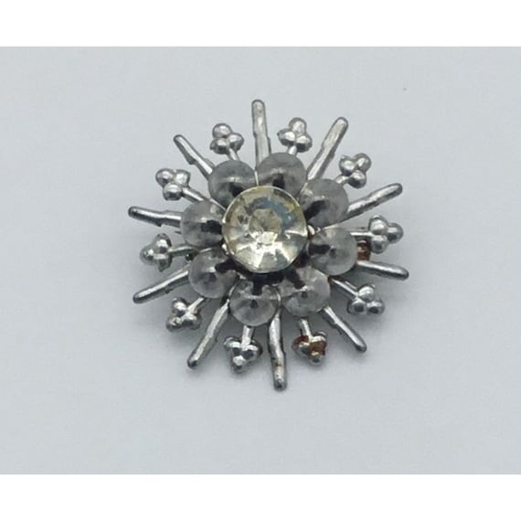 Atomic Starburst Silvertone Vintage 1950s Rhinest… - image 1