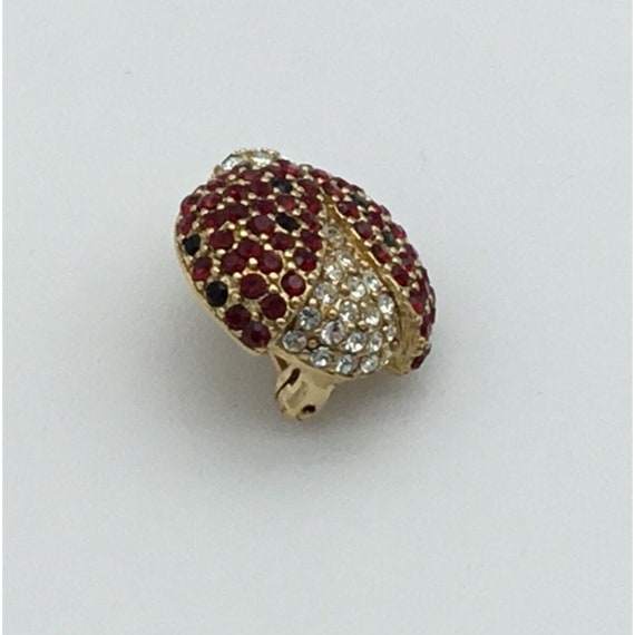 Monet Signed Gold Tone Vintage Ladybug Brooch Red… - image 3