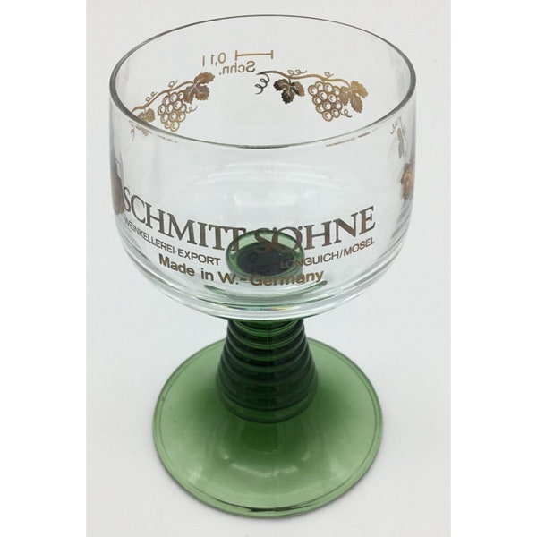 German Schmitt Sohne Green Beehive Ribbed Stem Cordial Wine Goblet VTG