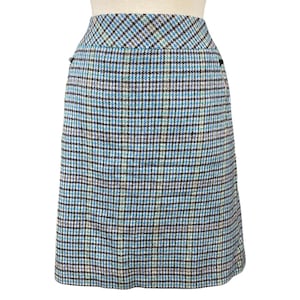 Talbots Women Blue Houndstooth Pattern Wool Blend Lined VTG Pencil Skirt 12W