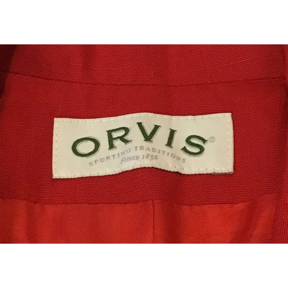 VINTAGE Orvis Ladies Red Long Sleeve Linen Blend … - image 3