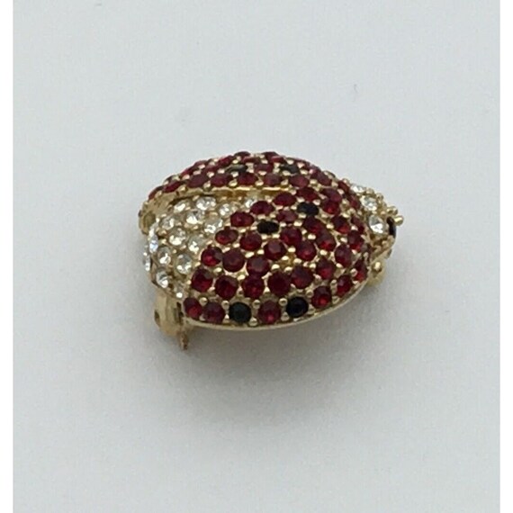 Monet Signed Gold Tone Vintage Ladybug Brooch Red… - image 2