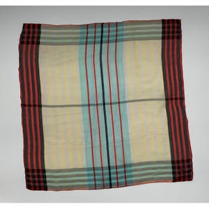 Vintage Unbranded Multicolor Striped Semi Sheer Square Scarf/Handkerchief 17&quot;