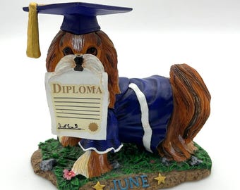 Danbury Mint Shih Tzu Perpetual Calendar Resin Dog Figurine  June Graduation