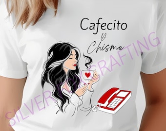 CAFECITO Y CHISME PNG file, Spanish, coffee