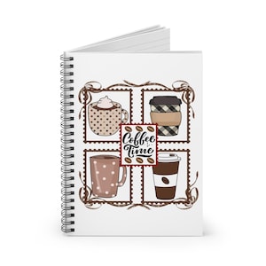 Coffee-Themed Spiral Notebook, Coffee Lover Gift, Journal for Notes, Cute Stationery, Coffee Time Design