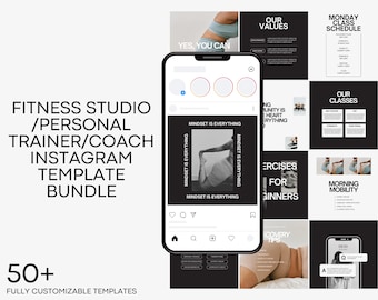 Fitness Instagram Template Bundle | Trainer & Studio Social Media