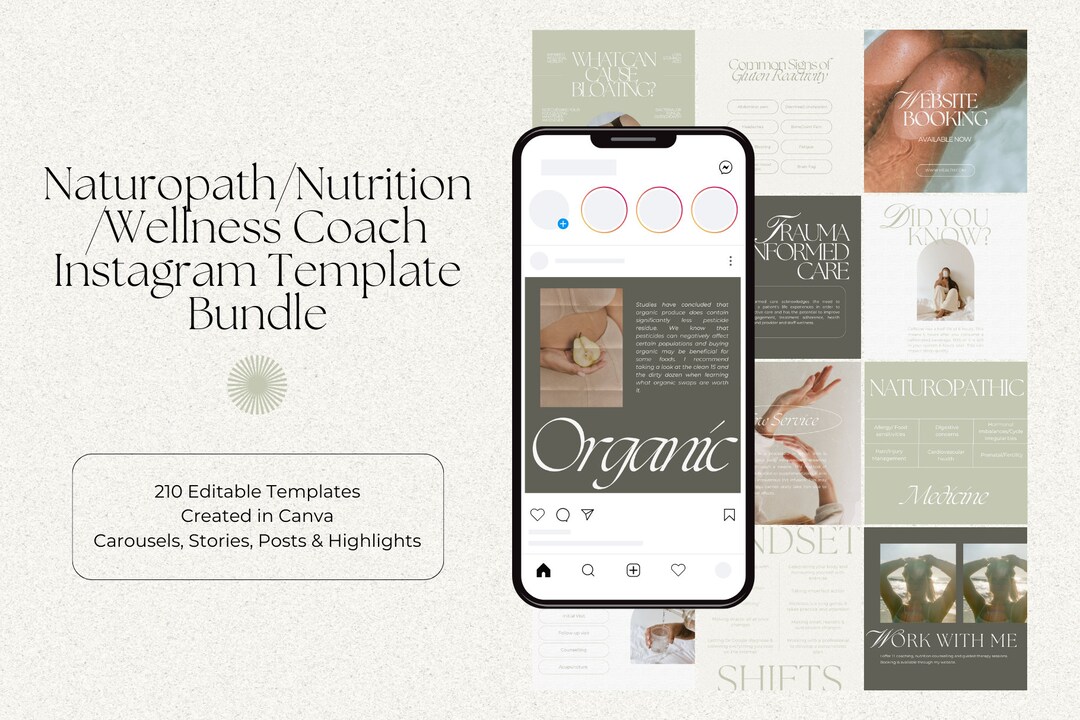 Wellness Coach Instagram Templates | Canva Social Media Bundle - Etsy