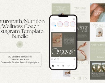 Wellness Coach Instagram Templates | Canva Social Media Bundle